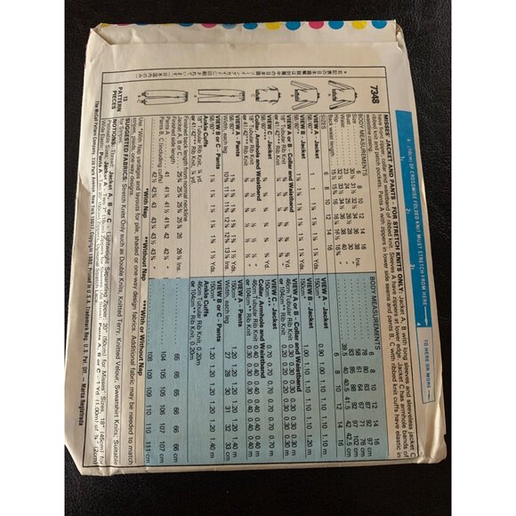 McCall's Misses Coat Pant Sewing Pattern Sz  10 7348 - Uncut - Picture 5 of 9